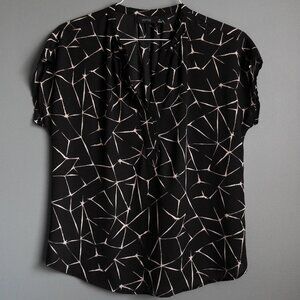 2/$13 Apt. 9 Flowy Business Top, Black & White Geometric - Size Medium